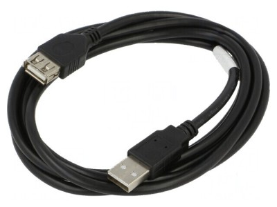 Cablu USB 2.0 A la A, 1,8m, negru, 30AWG, aurit foto