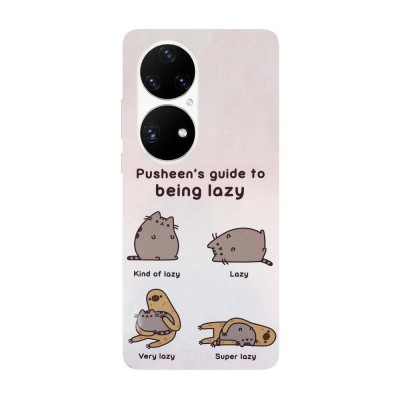 Husa compatibila cu Huawei P40 Pro model Pusheen guide to lazy, Silicon, TPU, Viceversa foto