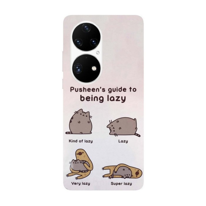 Husa compatibila cu Huawei P40 Pro model Pusheen guide to lazy, Silicon, TPU, Viceversa