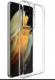 Husa silicon cu protectie camera Samsung Galaxy S21 Ultra, Transparent, Fara snur