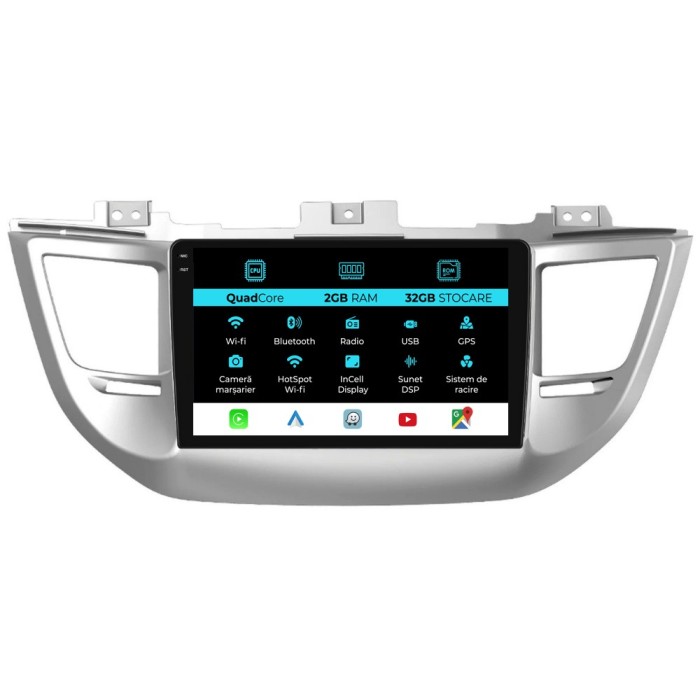 Navigatie Dedicata Hyundai Tucson, IX35 (2015-2018), 9Inch, 2Gb Ram, 32Gb Stocare, Carplay