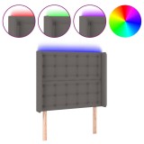 Cumpara ieftin Tablie de pat cu LED, gri, 103x16x118/128 cm, piele ecologica