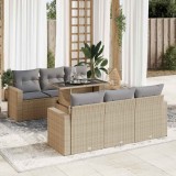 Gossi set canapele de gradina, 7 piese, cu perne, bej, poliratan