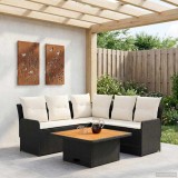 vidaXL Seturi de mobilier cu pernă 4 pcs Negru și Crem Ratan PE 3422175