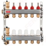 DISTRIBUITOR COLECTOR 6 CAI FERRO SN-RZP06S INOX 1 CU DEBITMETRE RACORD 16X2MM