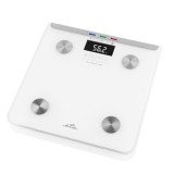 Cantar cu analiza corporala Eta Laura, afisaj LCD, control tactil, sticla, maxim 180 kg, Alb