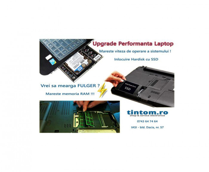 Upgrade Performanta Laptop inlocuire Hardisk cu SSD : mareste viteza de operare a sistemului