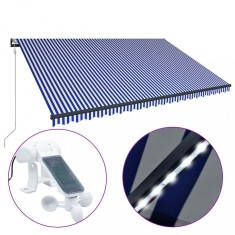 Copertina cu senzor vant &amp; LED, albastru &amp; alb, 500x300 cm