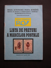 Lista de preturi a marcilor postale - Romania - 1994 foto