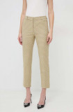 Weekend Max Mara pantaloni femei, culoarea galben, fason tigareta, high waist 2415130000000