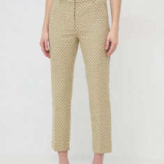 Weekend Max Mara pantaloni femei, culoarea galben, fason tigareta, high waist 2415130000000