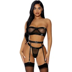 Set 3 Piese Lenjerie Good As Gold, Negru, M