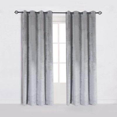 Set doua draperii catifea, silver foto