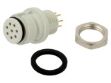 Conector circular BINDER 99 9228 490 08, 8 pini, soclu mamă THT, IP67, 63V 1A aurit