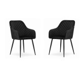 Cumpara ieftin Set 2 scaune bucatarie/living, Artool, Nugat, catifea, metal, negru, 58x54.5x91 cm