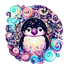 Sticker decorativ, Pinguin, Multicolor, 60 cm, 10292ST foto