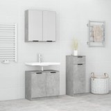 vidaXL Set dulap de baie, 3 piese, gri beton, lemn prelucrat