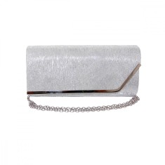 Geanta dama tip plic de seara, ocazii si petreceri, Argintiu relief, 26 x 12 cm, Magrot 25020