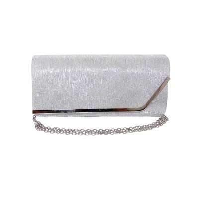 Geanta dama tip plic de seara, ocazii si petreceri, Argintiu relief, 26 x 12 cm, Magrot 25020 foto