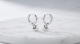 Cumpara ieftin CERCEI ARGINT 925 MINI HOOPS CU PANDANTIV INIMA PLINA MINIMALISTA