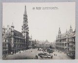 BRUXELLES , VUE GENERALE DE LA GRAND PLACE , CARTE POSTALA DUBLA , ILUSTRATA , MONOCROMA, NECIRCULATA , PERIOADA INTERBELICA