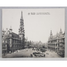 BRUXELLES , VUE GENERALE DE LA GRAND PLACE , CARTE POSTALA DUBLA , ILUSTRATA , MONOCROMA, NECIRCULATA , PERIOADA INTERBELICA