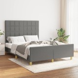VidaXL Cadru de pat fără saltea, gri &icirc;nchis, 140x190 cm, textil