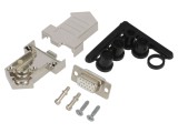 Conector D-Sub 15 pini mamă albă, montare pe cablu, lipire - D45NT