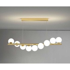 Lustra tip spirala, 9 globuri de sticla alba, dulie G9, lungime 100CM, inaltime reglabila maxim 70CM