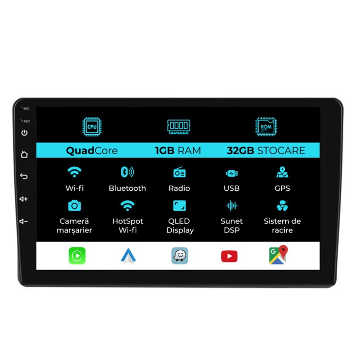 Navigatie Dedicata Peugeot 407 (2004 - 2011), 9Inch, 1Gb Ram, 32Gb Stocare, Carplay