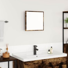 vidaXL Oglindă LED de baie Stejar fumuriu 40x8.5x37 cm Lemn &icirc;ngineresc