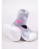 Mocasini pentru copii cu talpă antiderapantă &ndash; Design inimioare roz și negre pe