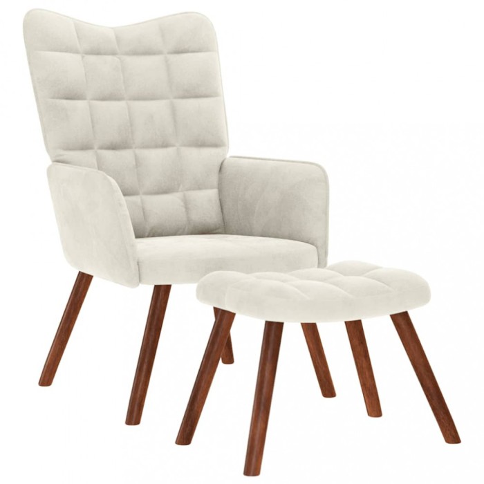 Scaun de relaxare cu scaun catifea crem