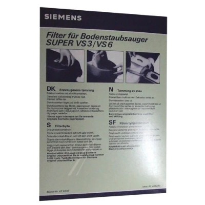 VZ9230 FILTRU HARTIE 00459230 pentru aspirator BOSCH/SIEMENS foto