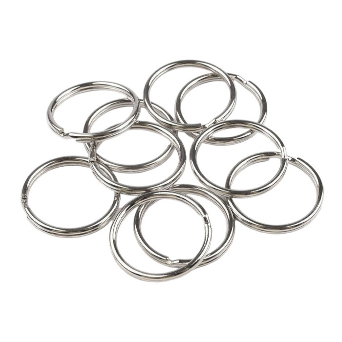 Set 10 inele metalice pentru chei Crisalida, diametru 28 mm, Argintiu
