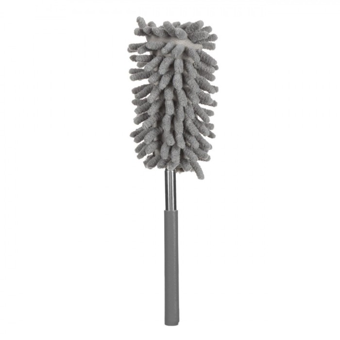 Pamatuf Extensibil, Microfibre, Maner Antialunecare, Lungime Reglabila 37-74cm, Gri