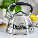 Fierbător tradițional cu fluier fabricat din inox, ceainic 3 litri, 21-25 cm, argintiu, Klausberg