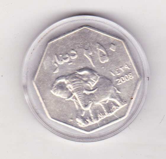 bnk mnd Darfur 250 dinari 2008 unc , fauna