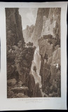 VUE DE LA CASCADE DE LA CETTINA - GRAVURA ORIGINALA , 1802