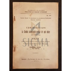 RUMMEL JULIU (MEDIC VETERINAR), CONTRIBUTIUNI LA STUDIUL ALIMENTATIEI PESTILOR DE APA DULCE, TEZA PENTRU OBTINEREA TITLULUI DE DOCTOR IN MEDICINA VETE