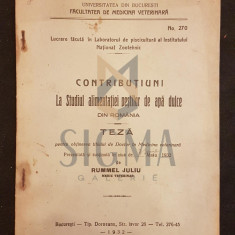 RUMMEL JULIU (MEDIC VETERINAR), CONTRIBUTIUNI LA STUDIUL ALIMENTATIEI PESTILOR DE APA DULCE, TEZA PENTRU OBTINEREA TITLULUI DE DOCTOR IN MEDICINA VETE