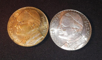 2 Monedă/Medalie Ioan Pau II pont max foto