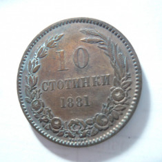 Moneda BULGARIA 10 Stotinki 1881 - Aleksandr I , bronz,cal. FF Buna