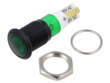 Lampă LED convex verde 230VAC &Oslash;12mm IP50
