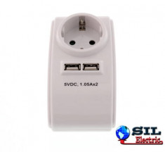 Stecher SCHUKO cu 2x 1.05A USB , Well foto