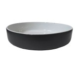 Vas termorezistent rotund, 26&times;6 cm, Alb/Gri