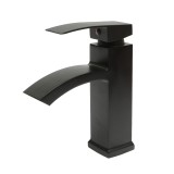 Baterie lavoar tip cascada, monocomanda, finisaj negru mat, aliaj zinc, accesorii incluse
