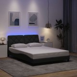 VidaXL Cadru de pat cu LED fără saltea Gri &icirc;nchis 140x190 cm Material