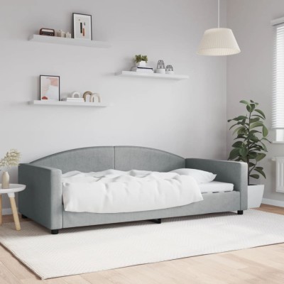 vidaXL Cadru de pat, gri deschis, 100 x 200 cm, material textil foto