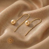 Cercei Aripa Serenitatii , Cercei Tip Fir cu Perla Placati 18K Brazilia